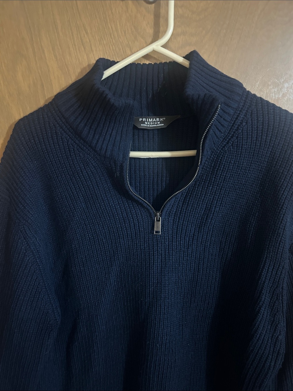 Primark Men’s Ribbed Half-Zip Sweater - Dark Blue
